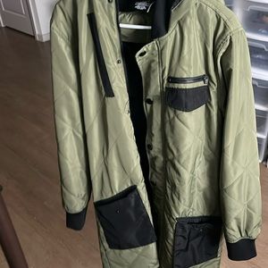 Olive green men’s quarter length coat